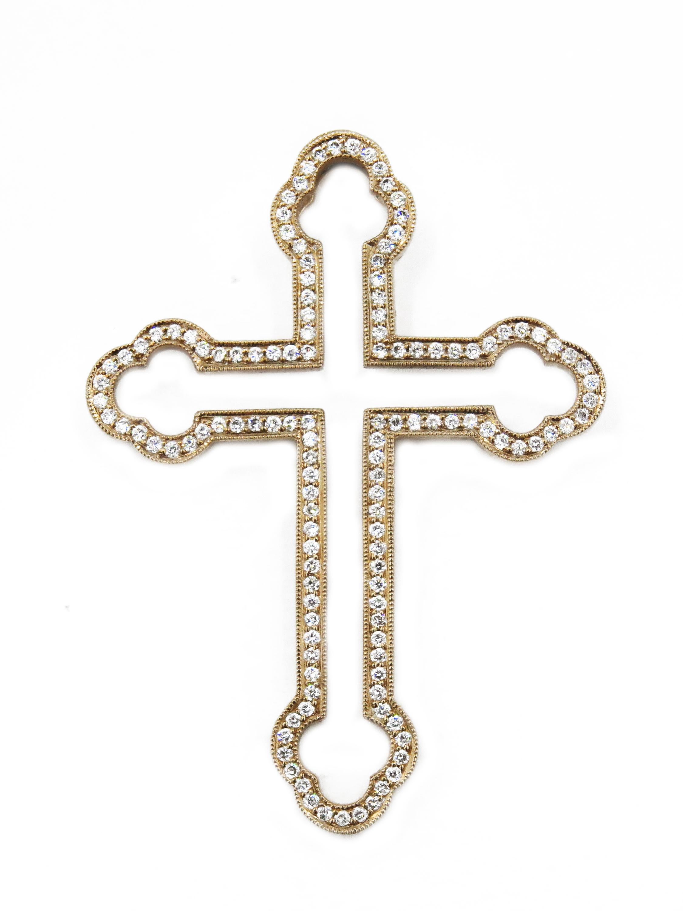 Taille ronde Croix celtique multi-style en or rose ou blanc 18 carats et diamants en vente