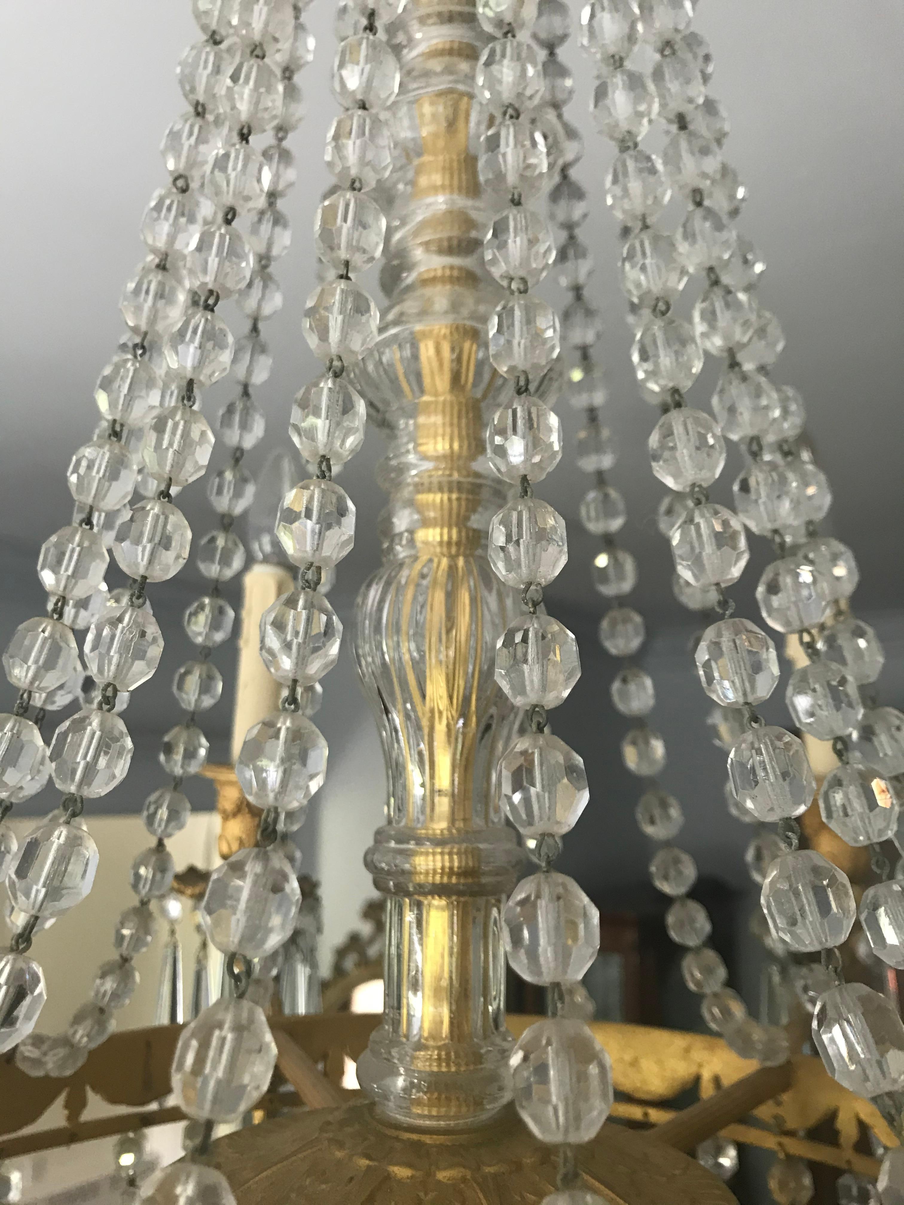 Multi Tiered Romantic French Bronze Dore & Crystal Chandelier For Sale 3