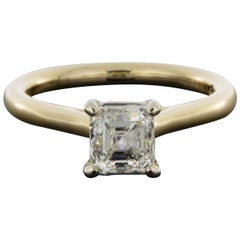 Multi-Tone Gold 1.03 Carat Asscher Diamond Solitaire Engagement Ring