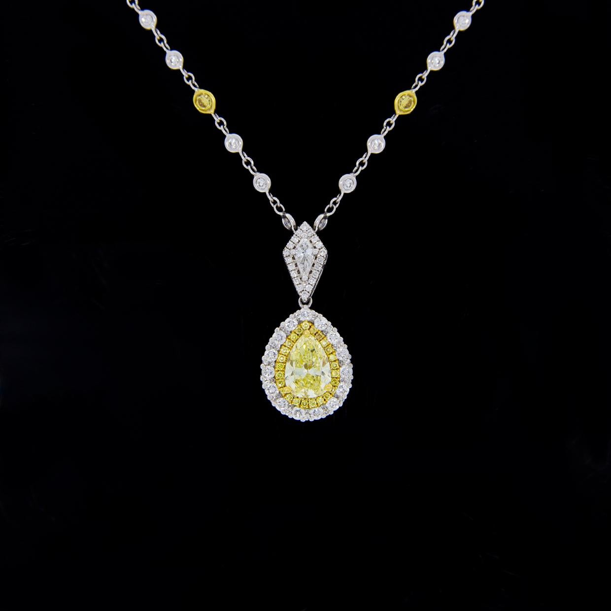 Pear Cut Multi-Tone Gold 2.61 Carat Pear Diamond GIA Certified Pendant Necklace