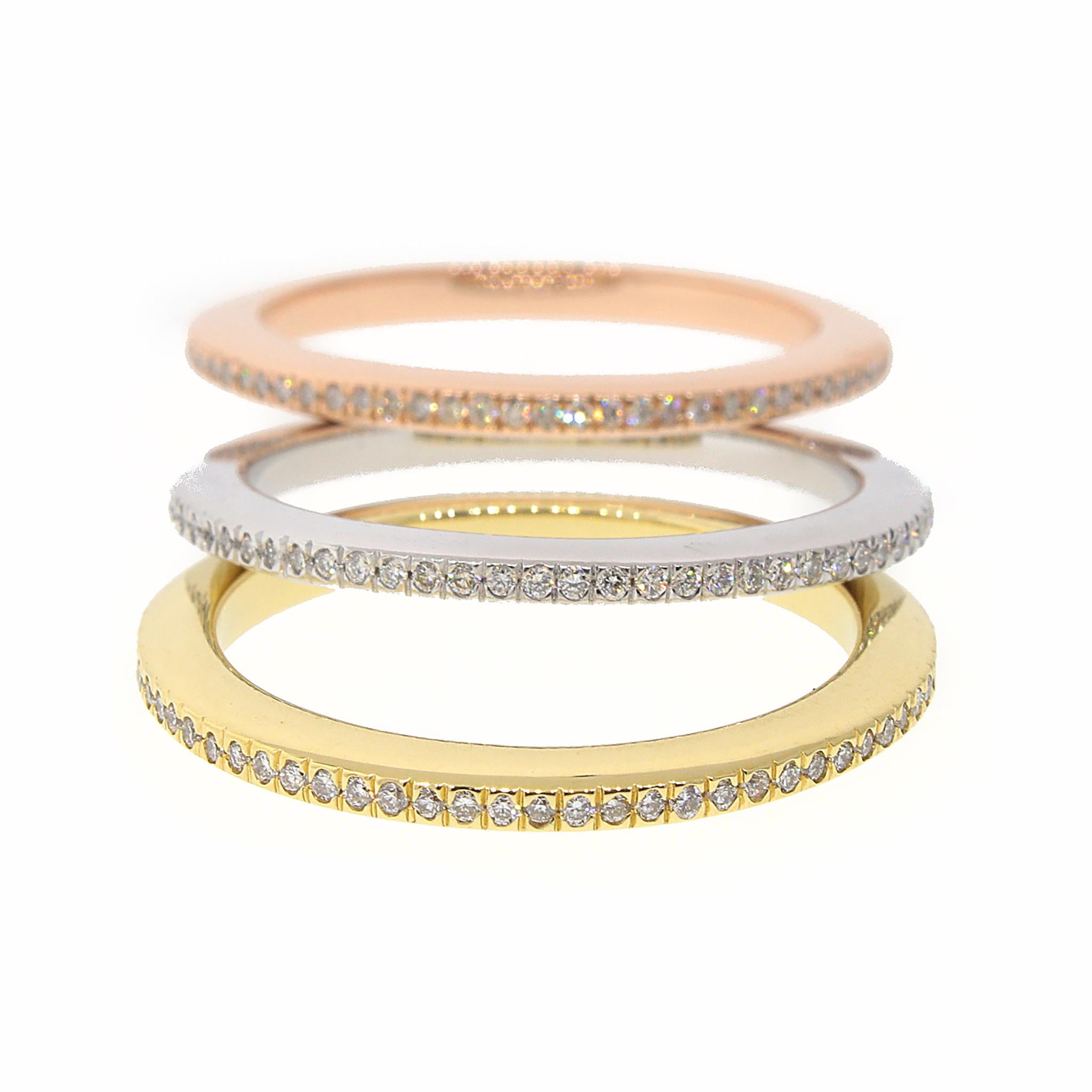 Multi-Tone Gold Diamond Stackable Ring For Sale 1