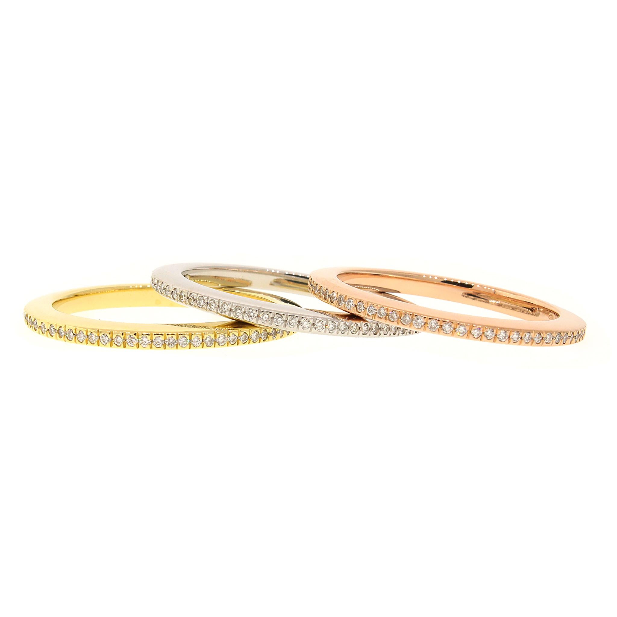 Multi-Tone Gold Diamond Stackable Ring For Sale 2