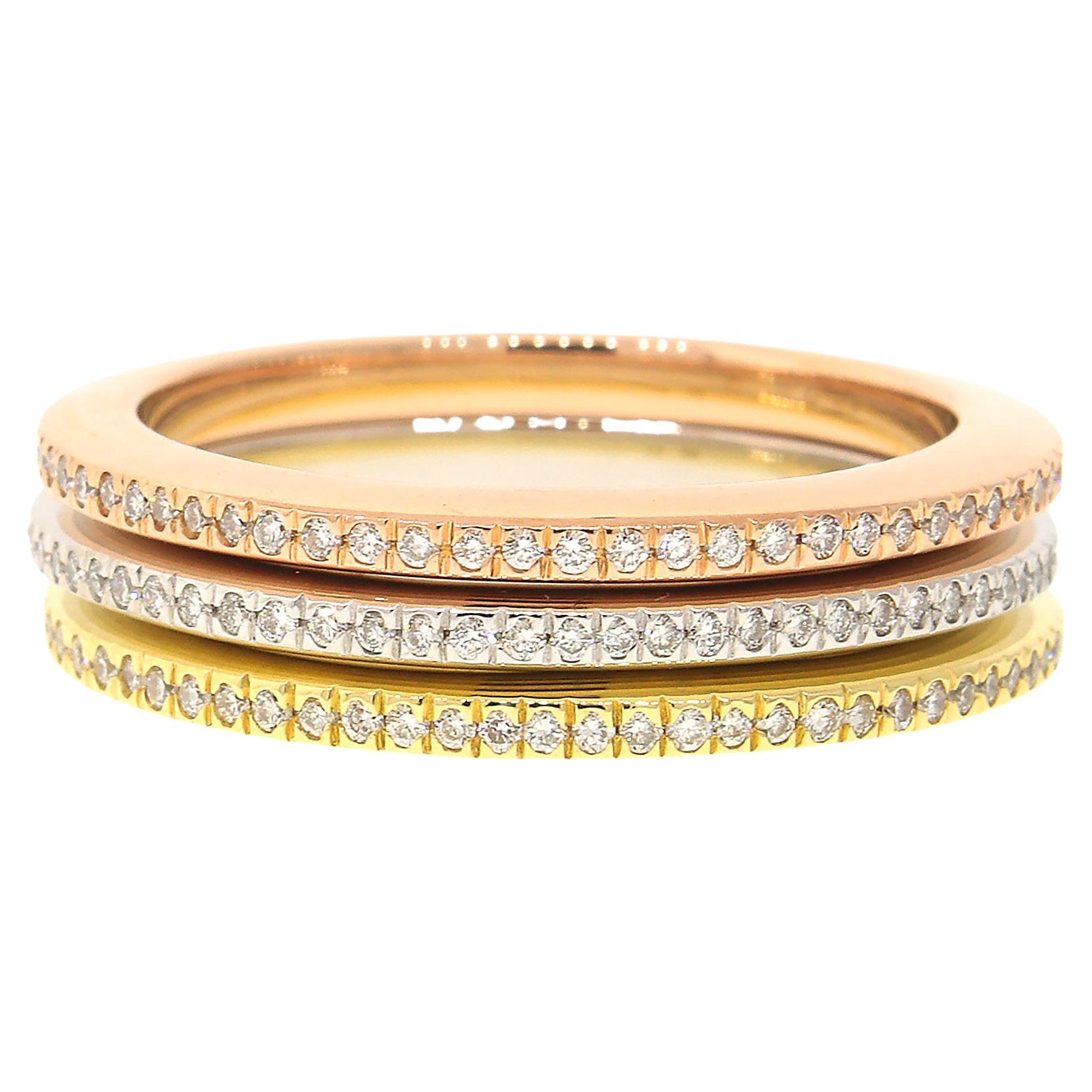 Multi-Tone Gold Diamond Stackable Ring For Sale