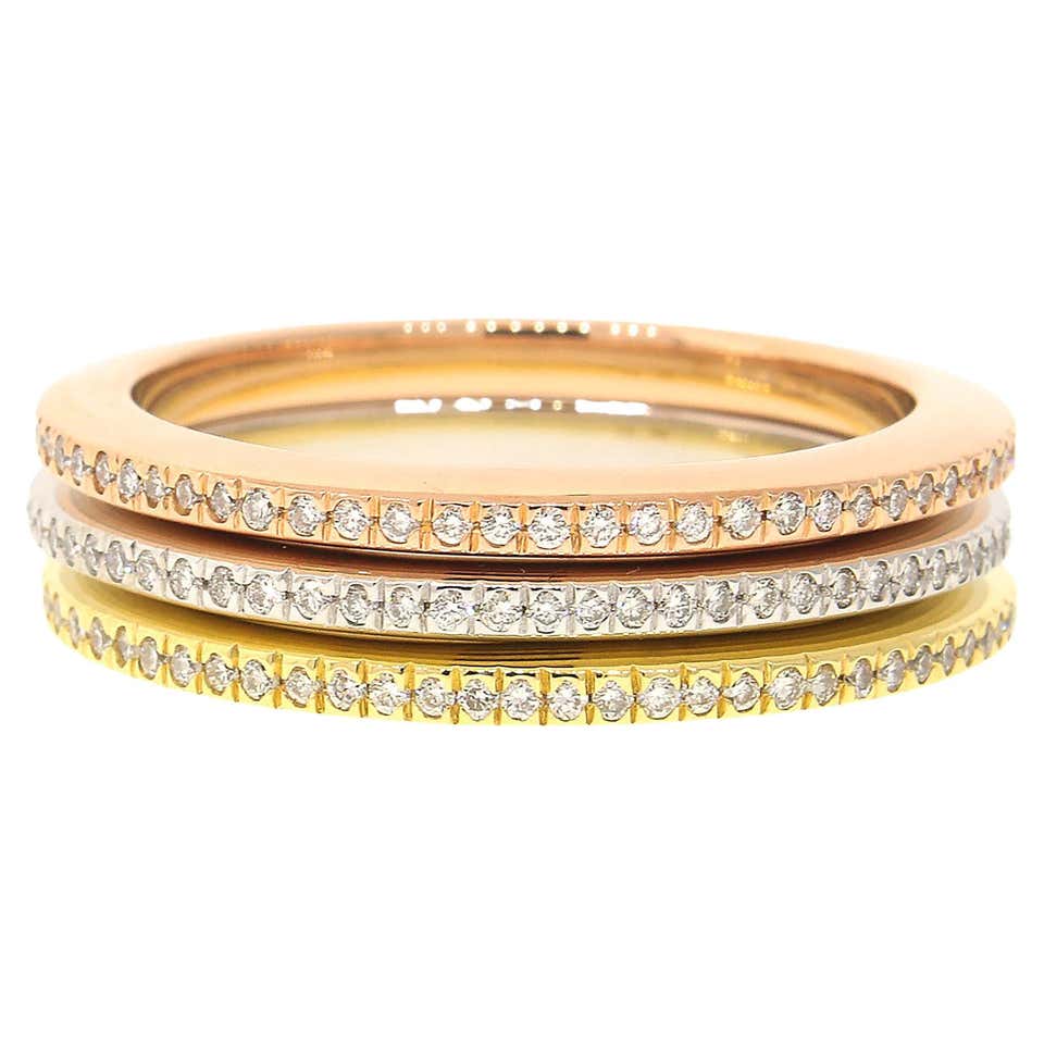 CARTIER PARIS Diamond Gold Stacking Rings at 1stDibs