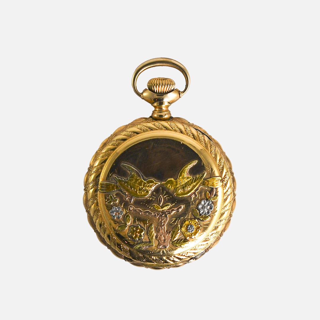 Reloj de bolsillo antiguo Elgin de oro multitono en venta 2