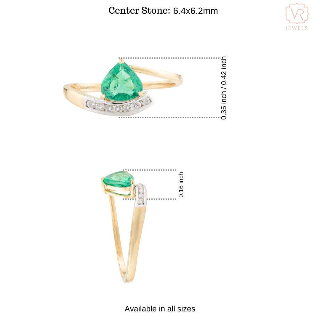 En vente :  Bague poire émeraude diamantée multi-tons Cadeau pour maman en or jaune massif 18k 9