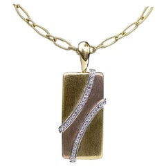 Multi-Tone Tricolor Gold Round Diamond Geometric Pendant Necklace