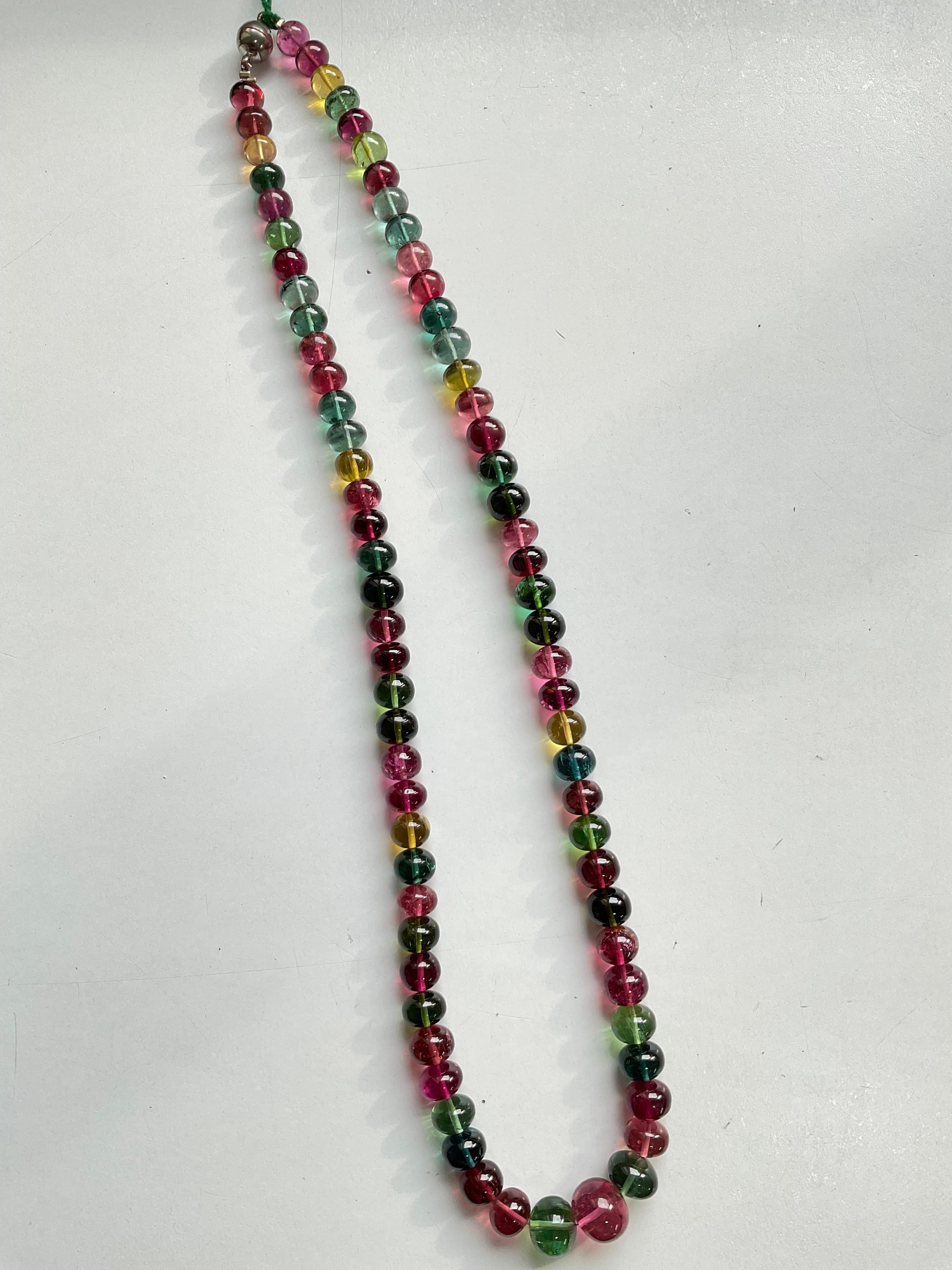 Mehrfarbige Turmalin-Perlen-Schmuck-Halskette Rondelle Perlen Edelstein Qualität
Größe: 7,5 bis 12 MM 
Gewicht : 333 Karat
Länge der Halskette : 21 Zoll

