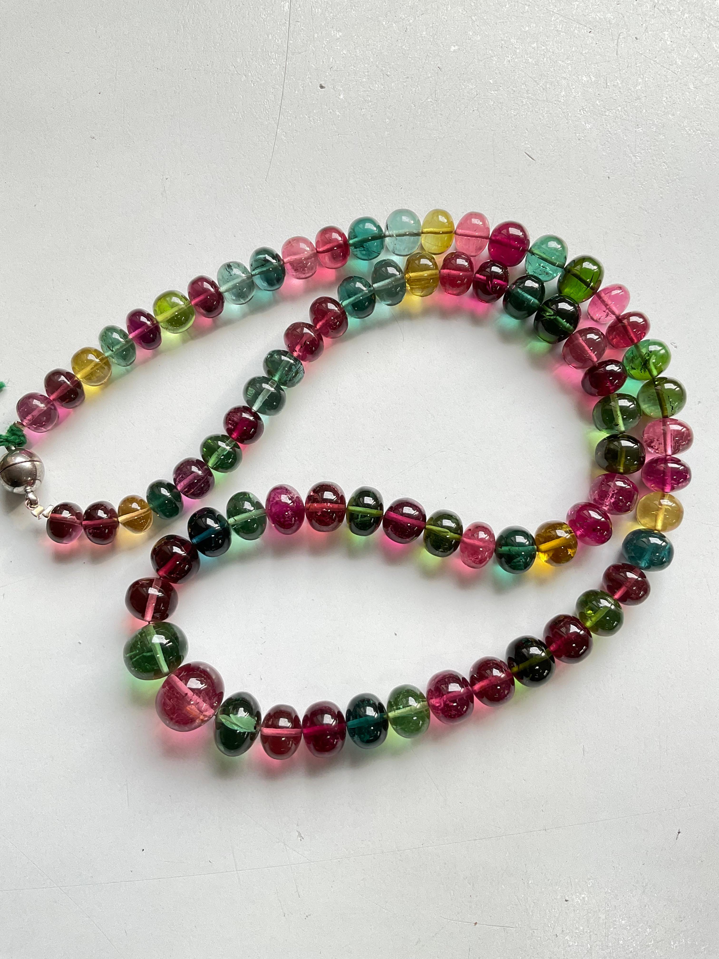 Mehrfarbige Turmalin-Perlen-Schmuck-Halskette Rondelle Perlen Edelstein Qualität im Zustand „Neu“ in Jaipur, RJ