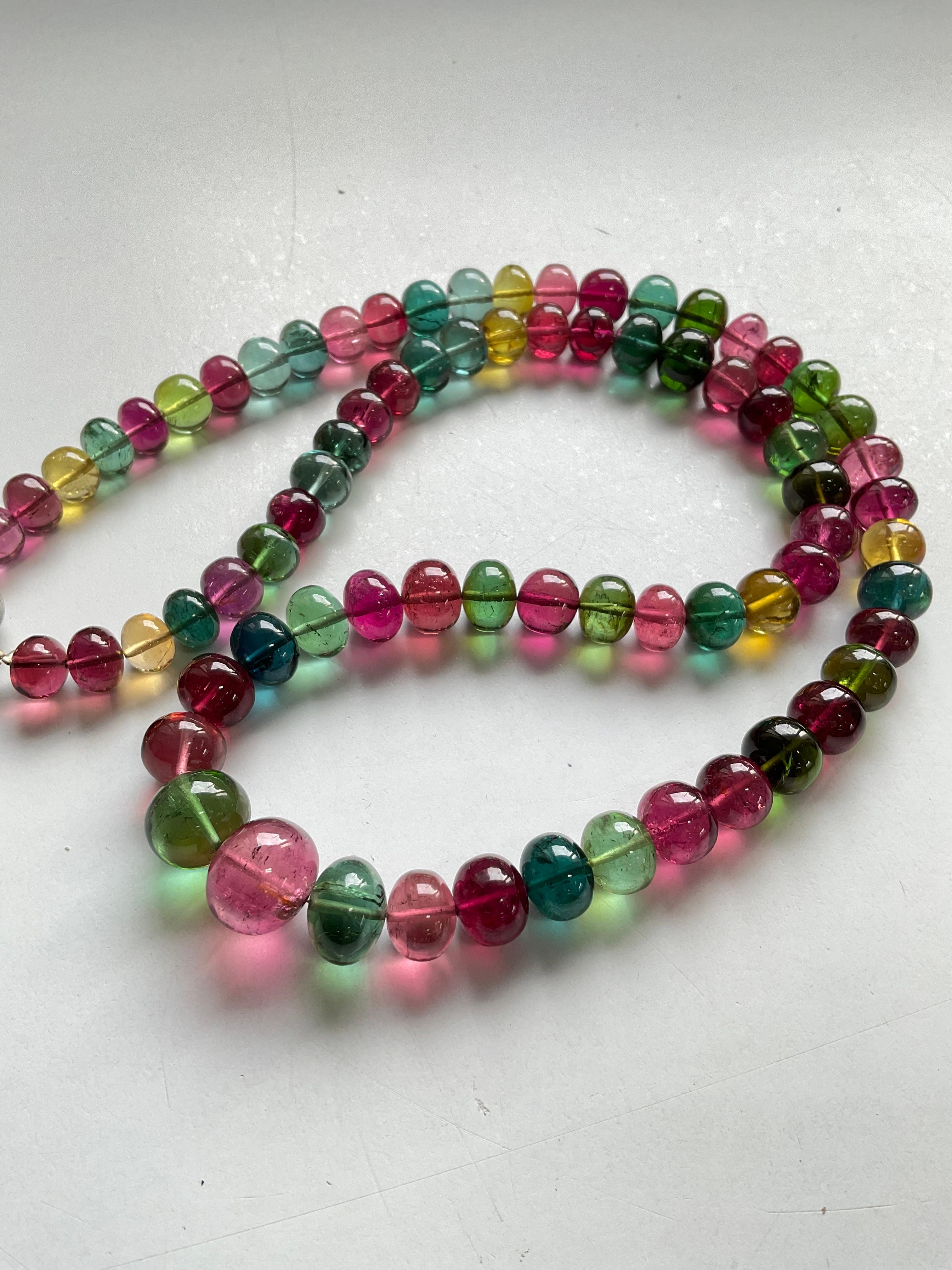 Mehrfarbige Turmalin-Perlen-Schmuck-Halskette Rondelle Perlen Edelstein Qualität für Damen oder Herren
