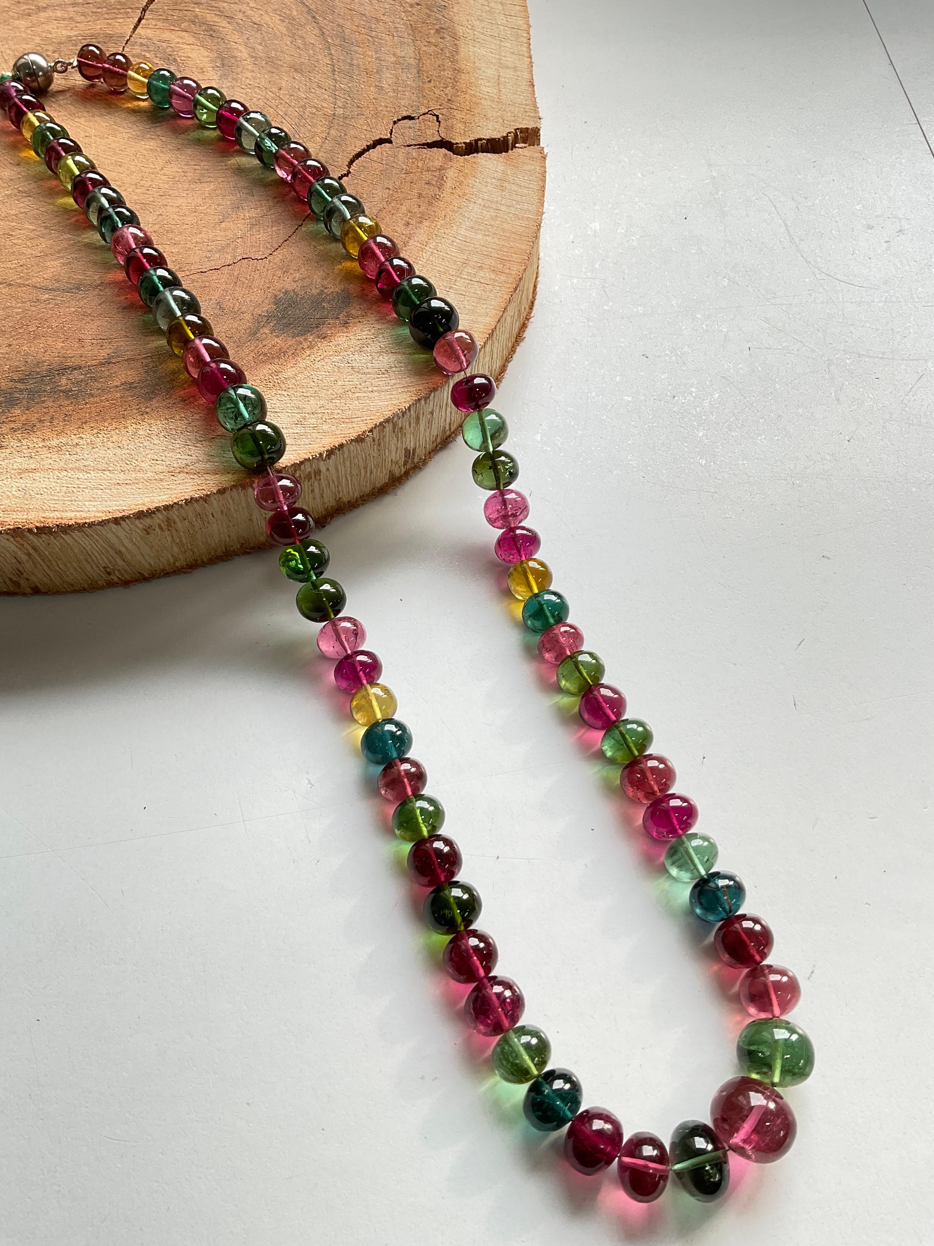 Mehrfarbige Turmalin-Perlen-Schmuck-Halskette Rondelle Perlen Edelstein Qualität 2