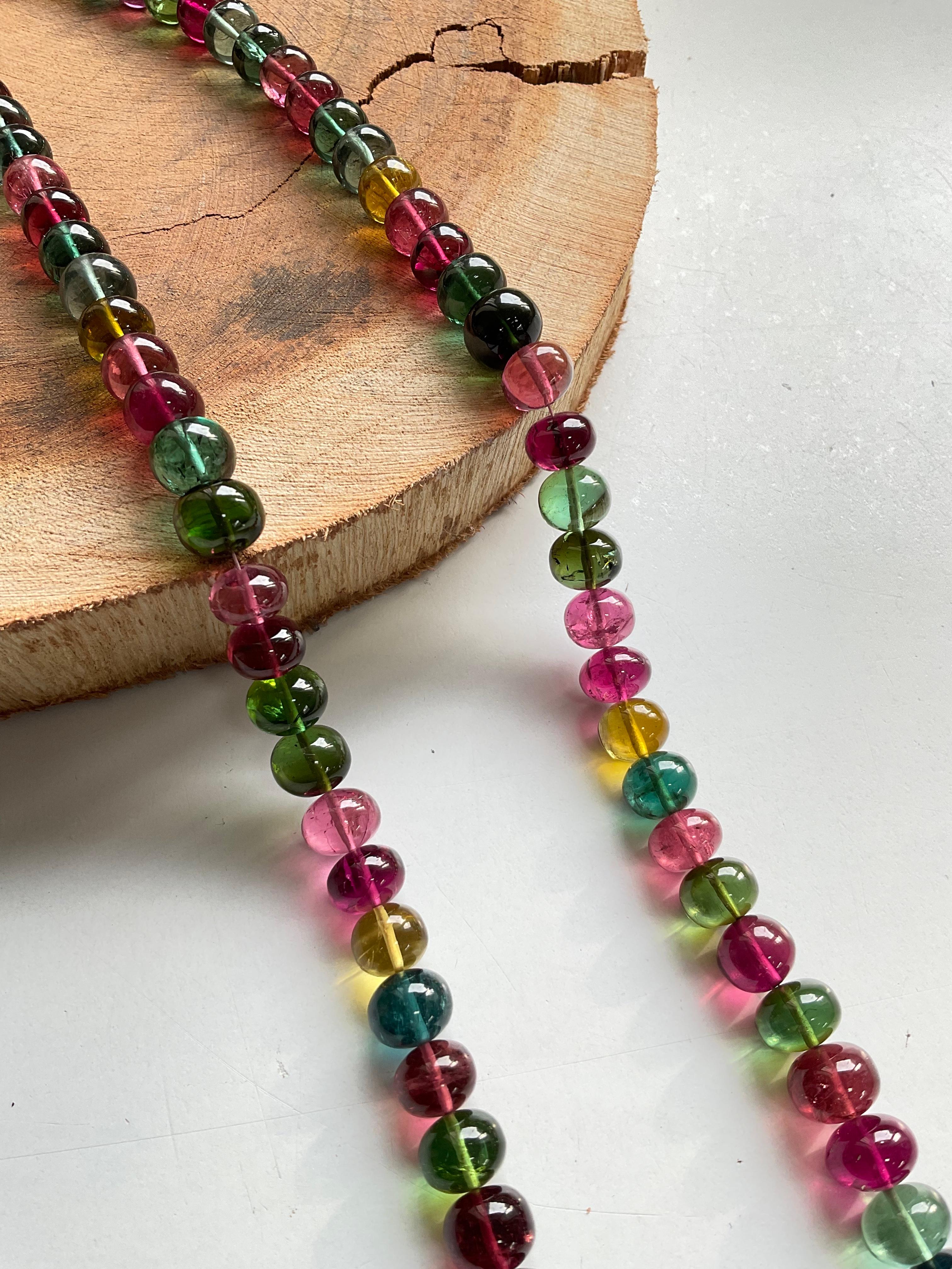 Mehrfarbige Turmalin-Perlen-Schmuck-Halskette Rondelle Perlen Edelstein Qualität 3