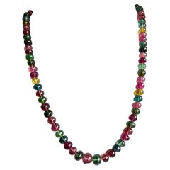 Collier de perles multi-tourmaline perles rondes qualité gemme