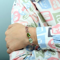 Mint & Pink Tourmaline Bracelet Made In 14k White Gold