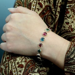 Multicolor Tourmaline Bracelet Made In 14k Yellow Gold