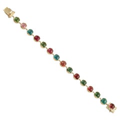 Multicolor Tourmaline Bracelet Made In 14k Yellow Gold