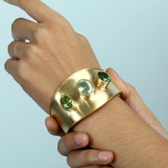 Multi Tourmaline Cuff Bracelet Made In 18k Yellow Gold