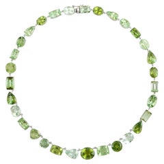 Vivid Mint Tourmaline Necklace Made In 14k White Gold