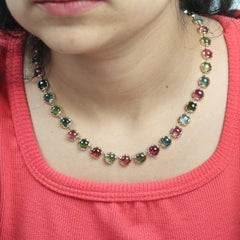 Multi Tourmaline Necklace Made In 14k Yellow Gold