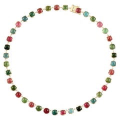 Multi Tourmaline Necklace Made In 14k Yellow Gold