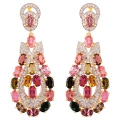 Meghna Jewels Pendientes de gota de diamantes Multi Tourmaline Paradise