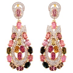 Meghna Jewels Pendants d'oreilles en tourmaline multicolore Paradise Diamond 