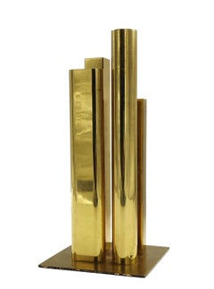 Multi Tubes Brass Vase, Italy 1970s
