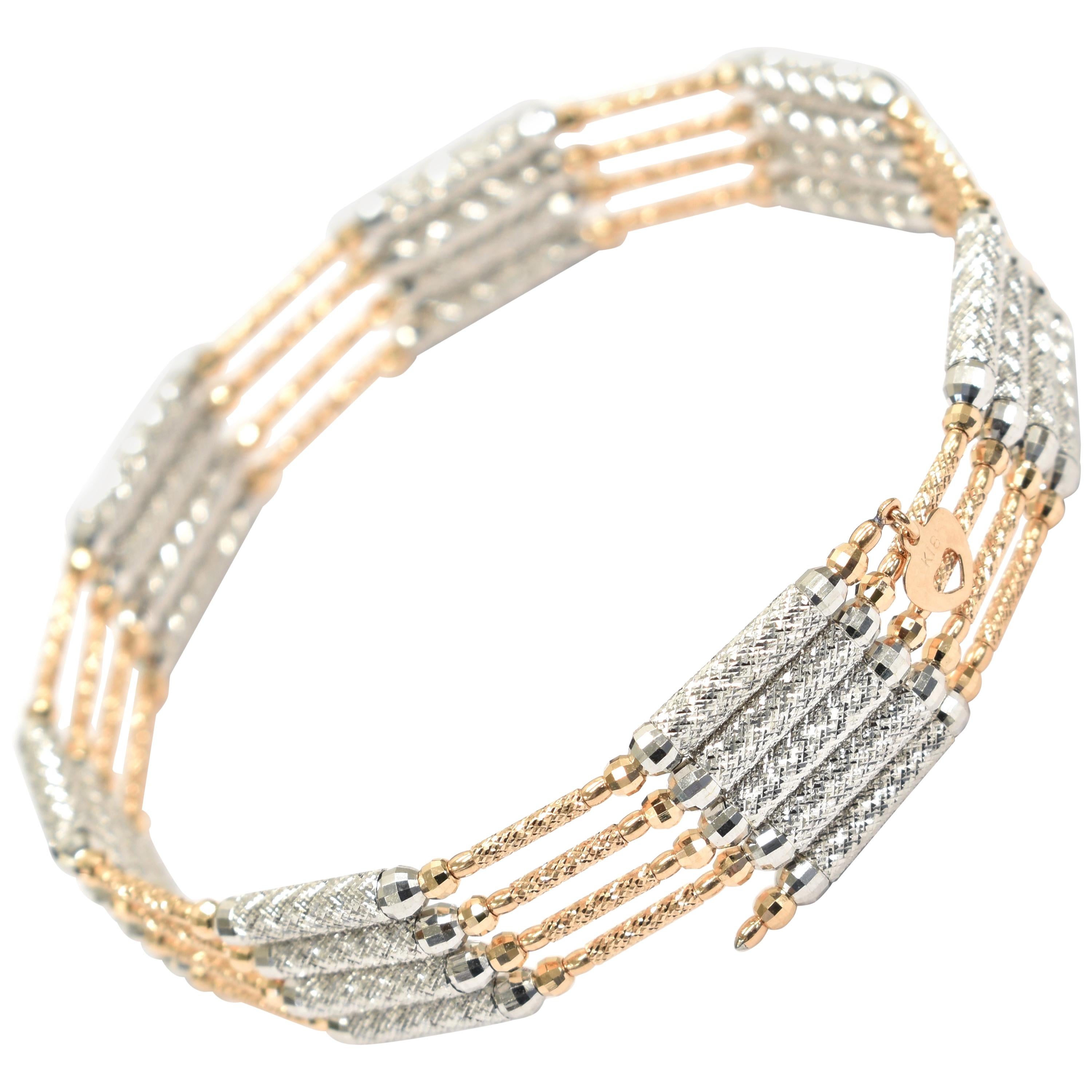 Multi Purpose Magnetic Bracelet/Necklace Made in 18 Karat White and Rose Gold For Sale