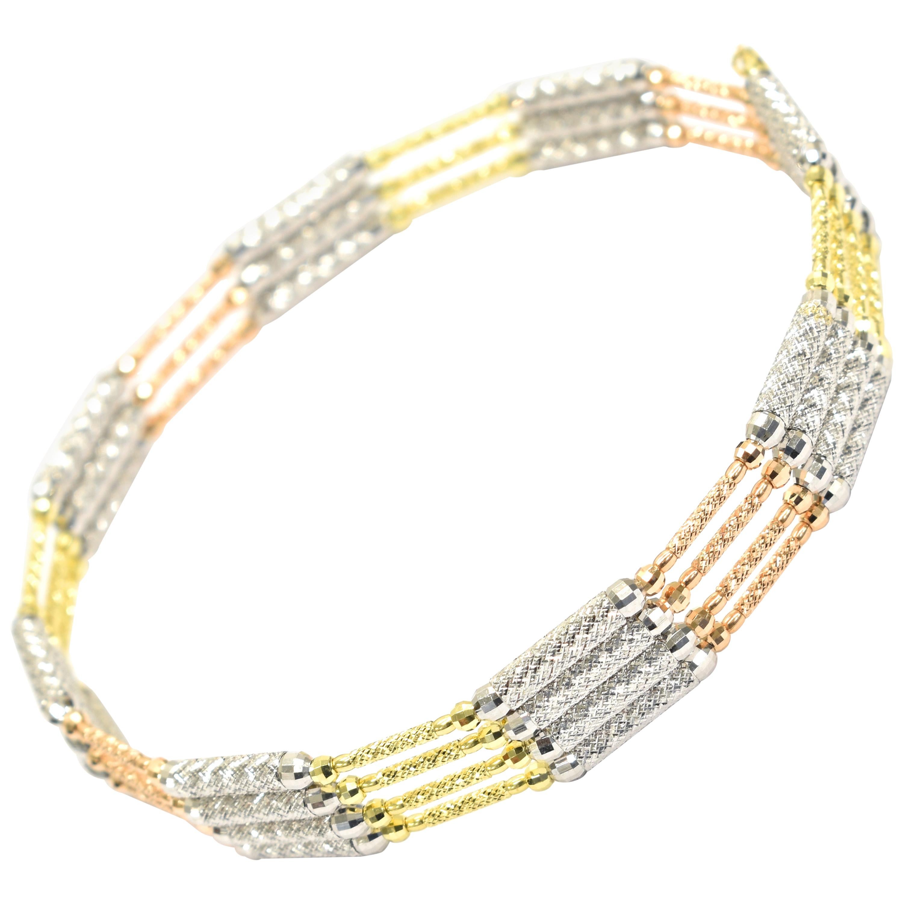 Mehrzweck-Magnetarmband/Halskette aus 18 Karat Gelb/Weiß/Rosegold im Angebot