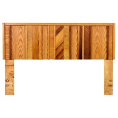 Vintage Multi-Veneer Canadian Brutalist Queen or Double Bed Headboard by Tabago Ltd.