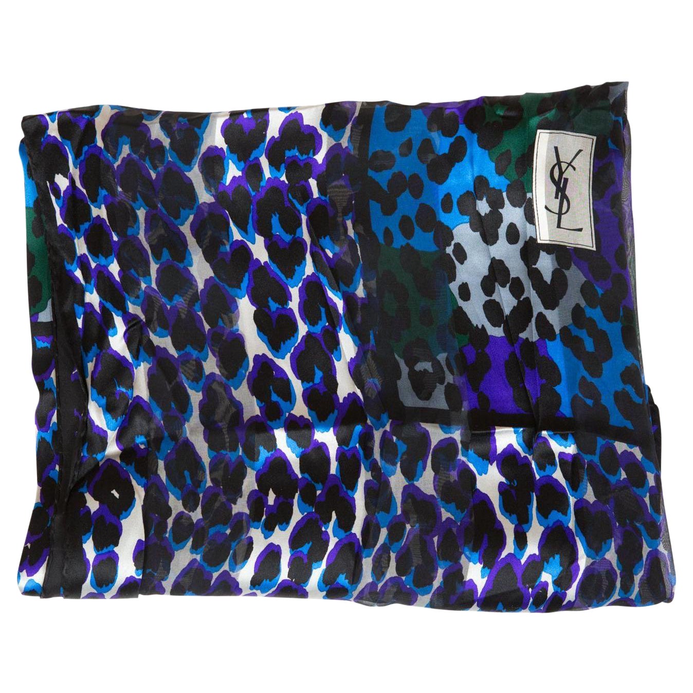 Grande écharpe Yves Saint Laurent YSL en soie imprimée animal multico en vente