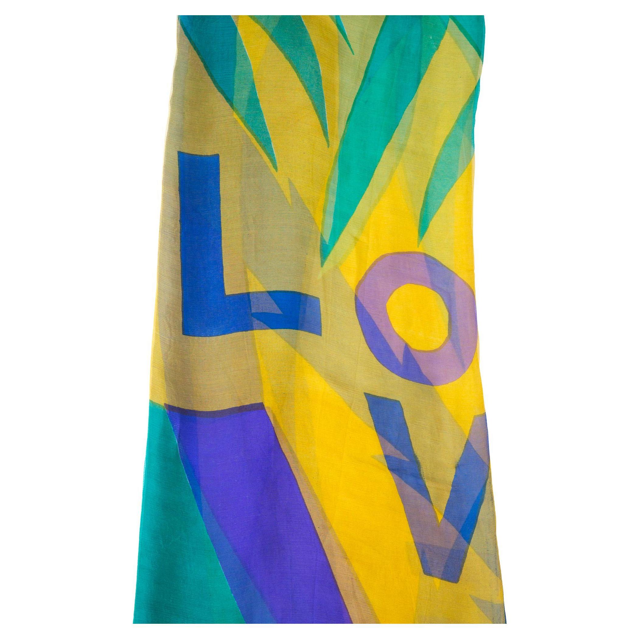 Multico Love Yves Saint Laurent YSL Georgette Silk Large Shawl For Sale