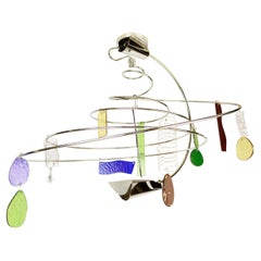 Lustre « Melissa » des années 90, en verre multicolore et métal chromé, signé Cordero Artemide