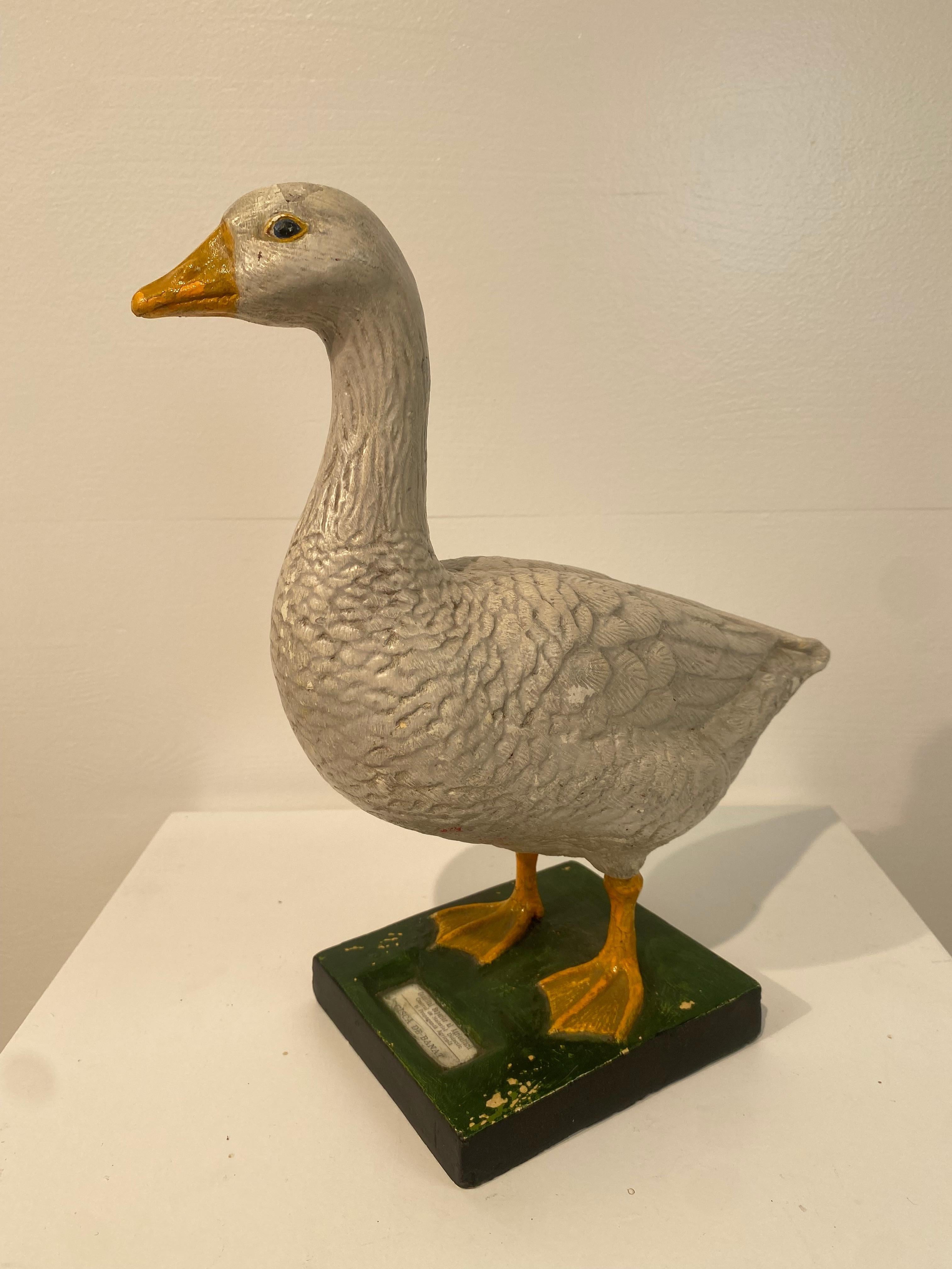 Hand-Painted Multicolered Sculpture of a Goose For Sale