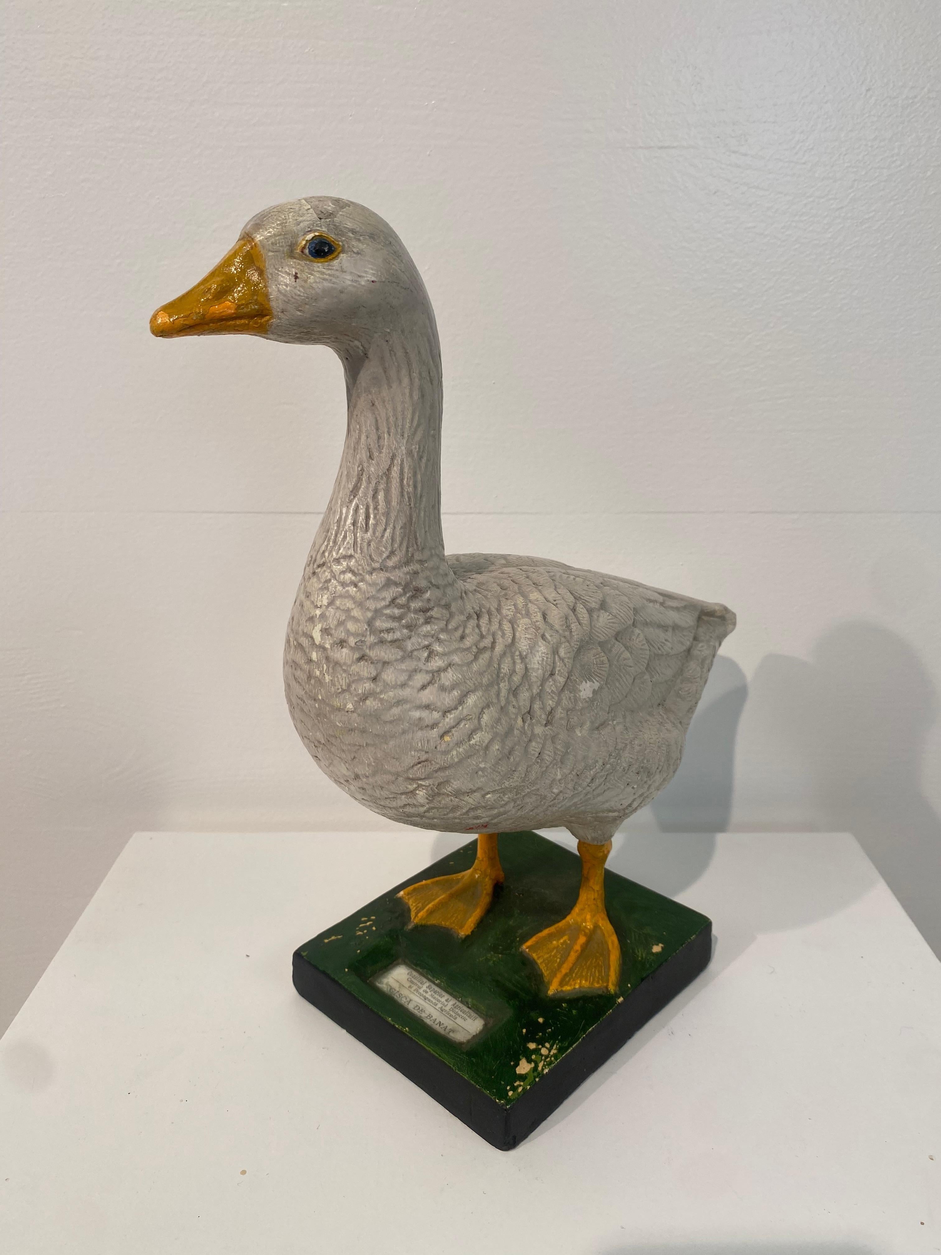 Plaster Multicolered Sculpture of a Goose For Sale
