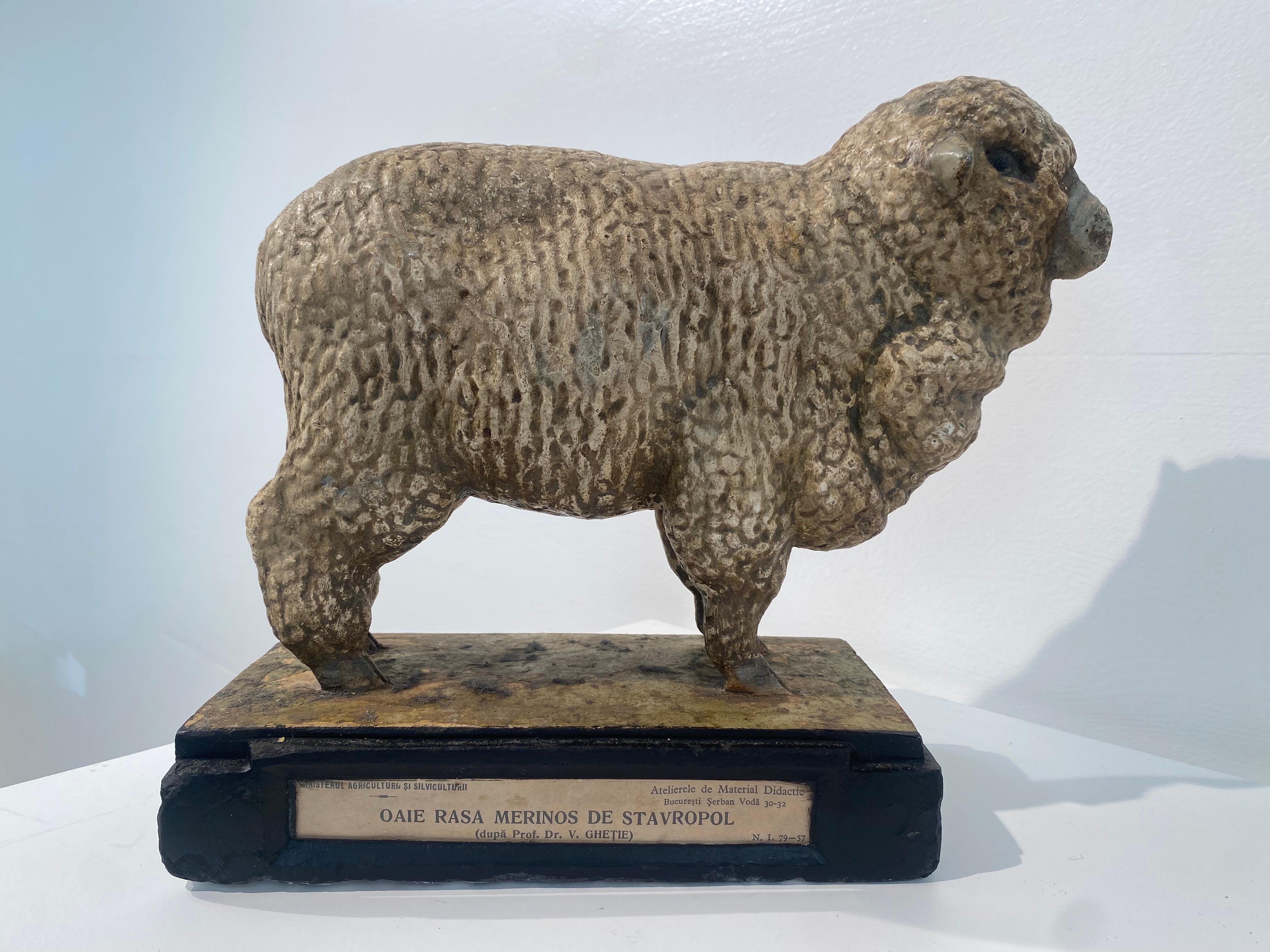 Hand-Painted Multicolered Sculpture of a Ram For Sale