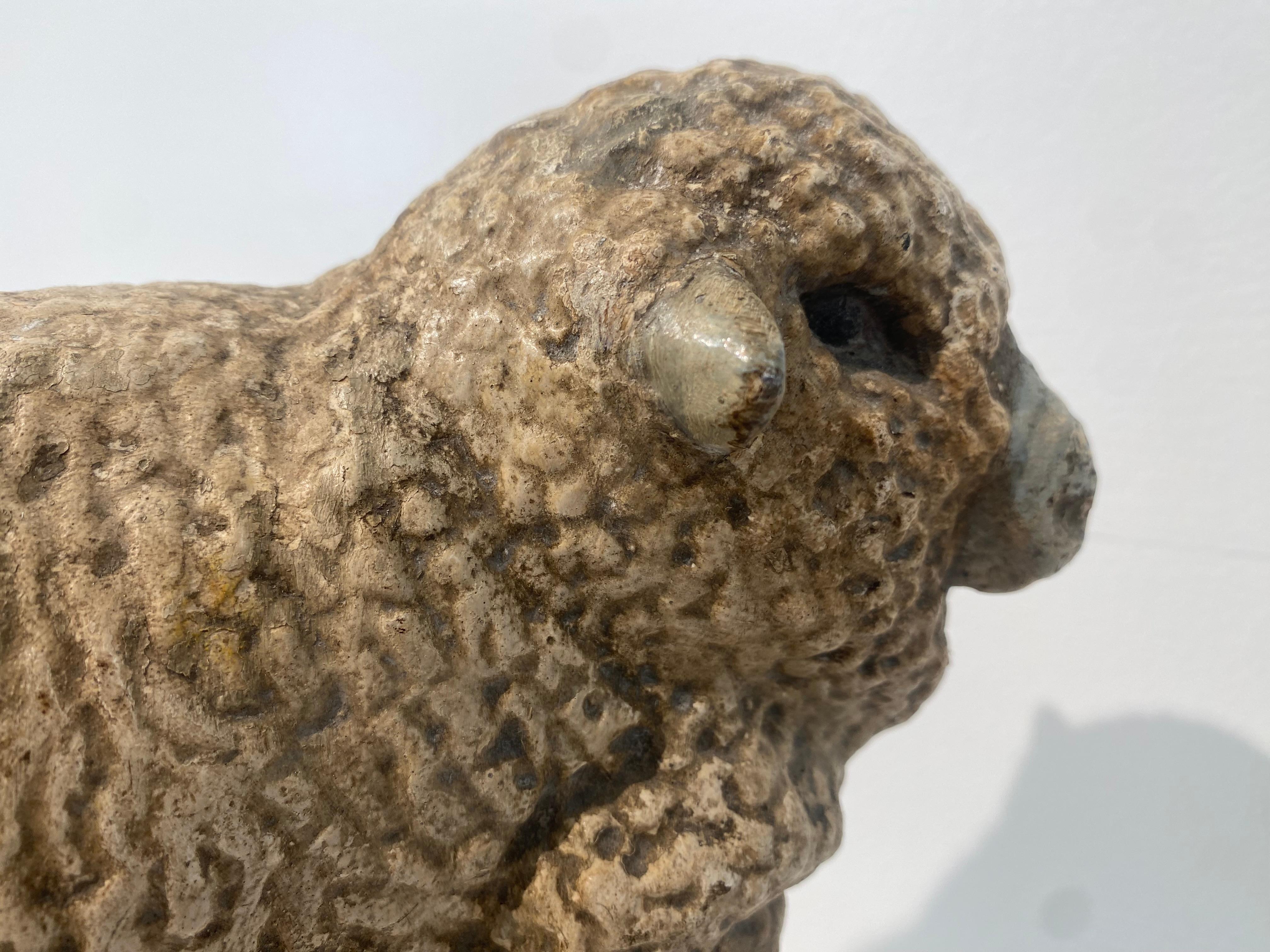 Multicolered Sculpture of a Ram In Good Condition For Sale In Schellebelle, BE