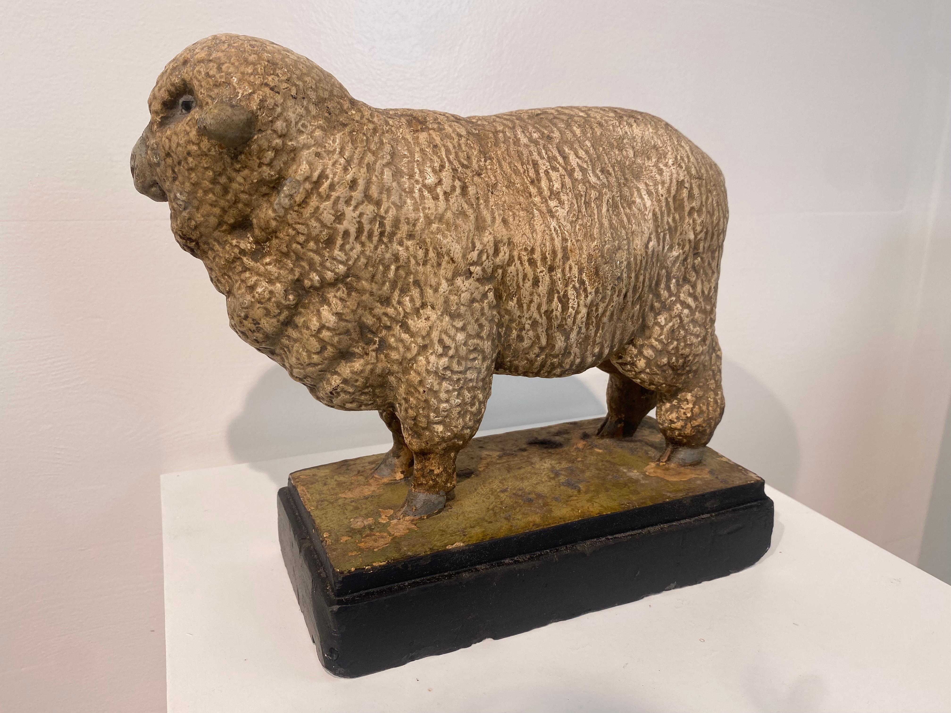 Plaster Multicolered Sculpture of a Ram For Sale