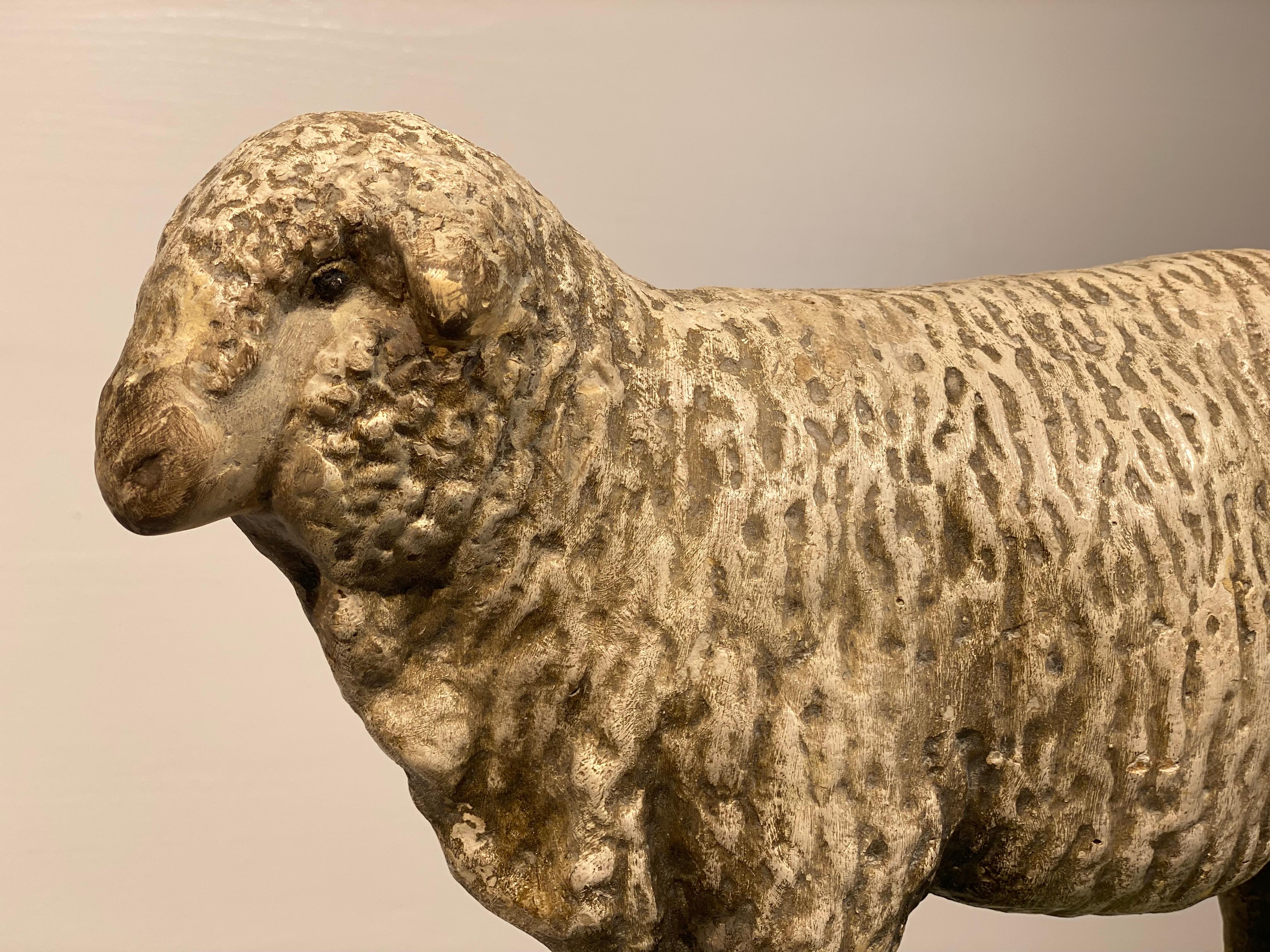Romanian Multicolered Sculpture of a Sheep For Sale