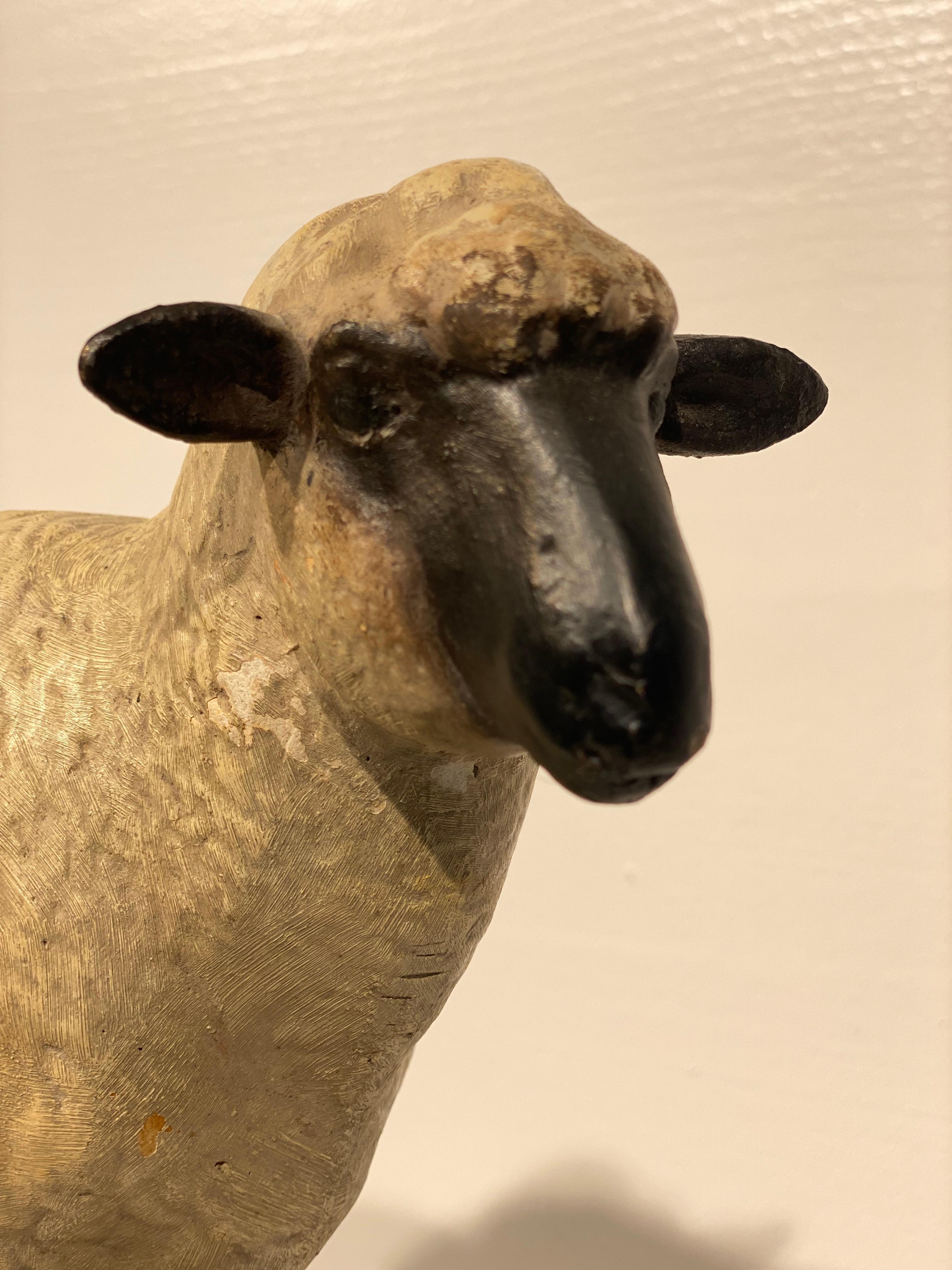 Hand-Painted Multicolered Sculpture of a Sheep For Sale