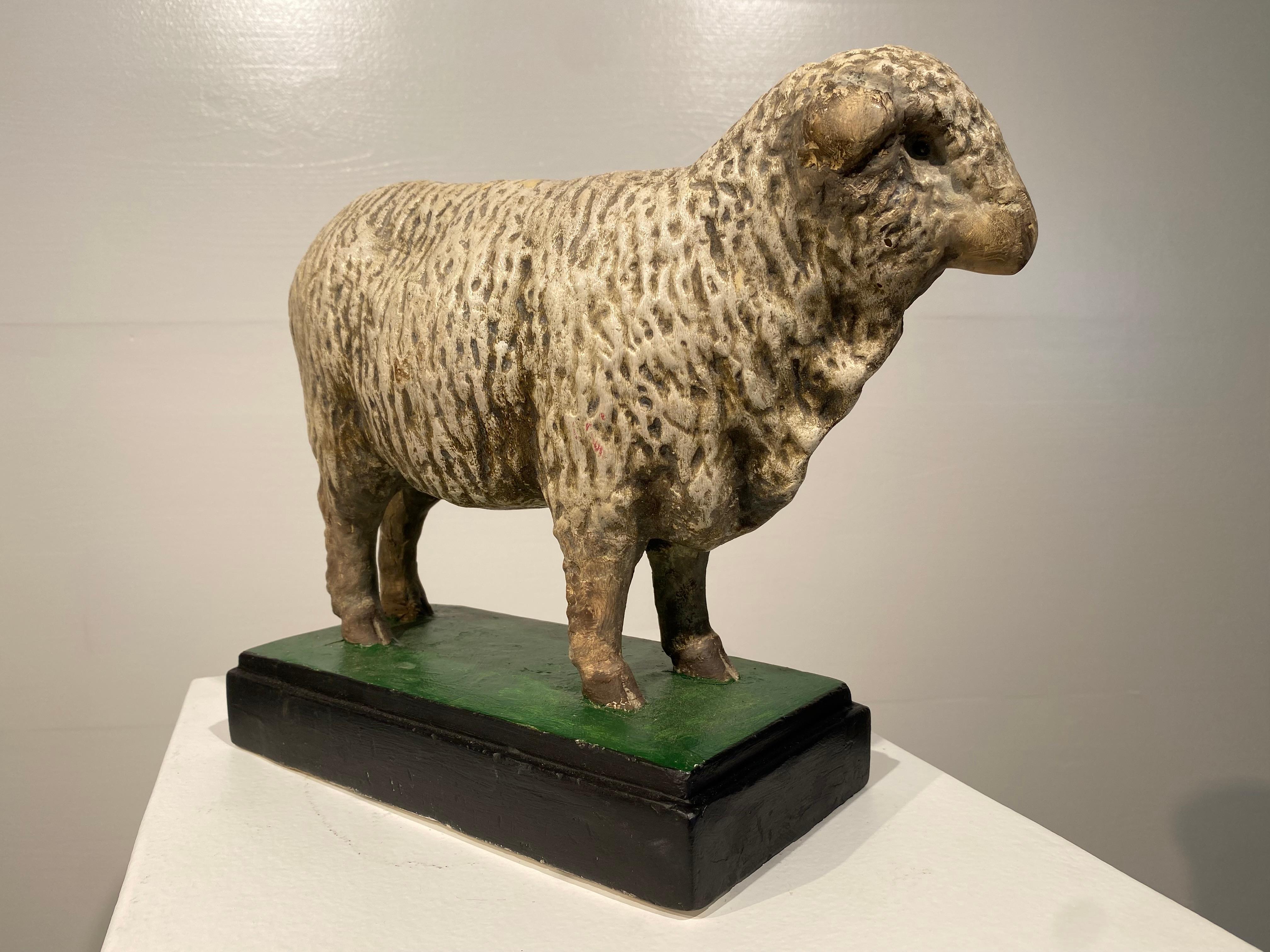Plaster Multicolered Sculpture of a Sheep For Sale