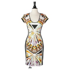 Multicolor abstract printed jersey dress with black back Just Cavalli 