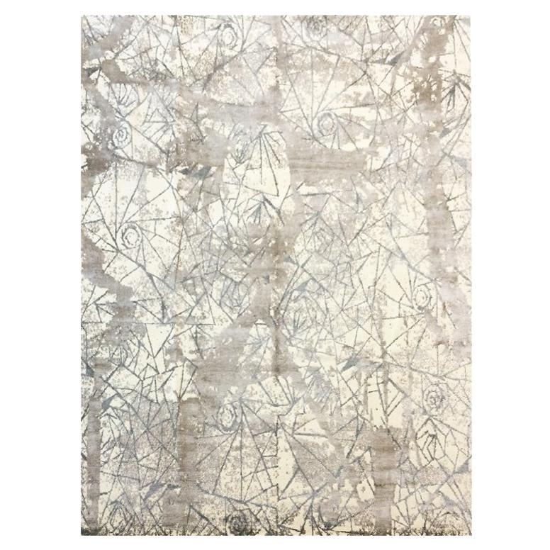 Multicolor Abstract Rug. Silk and Wool. 3.60 x 2.80 m For Sale