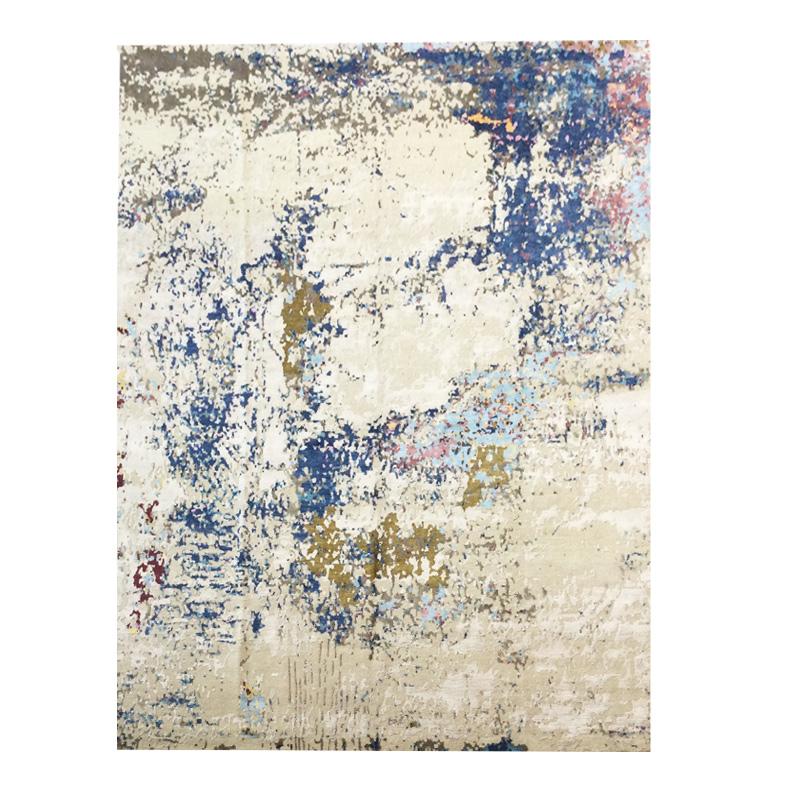 Contemporary Multicolor Abstract Rug. Silk and Wool. 4.35 x 3.05 m For Sale