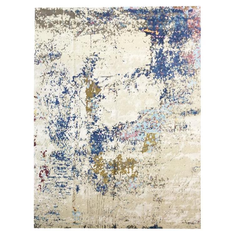Mehrfarbiger abstrakter Teppich. Seide und Wolle. 4,35 x 3,05 m im Angebot