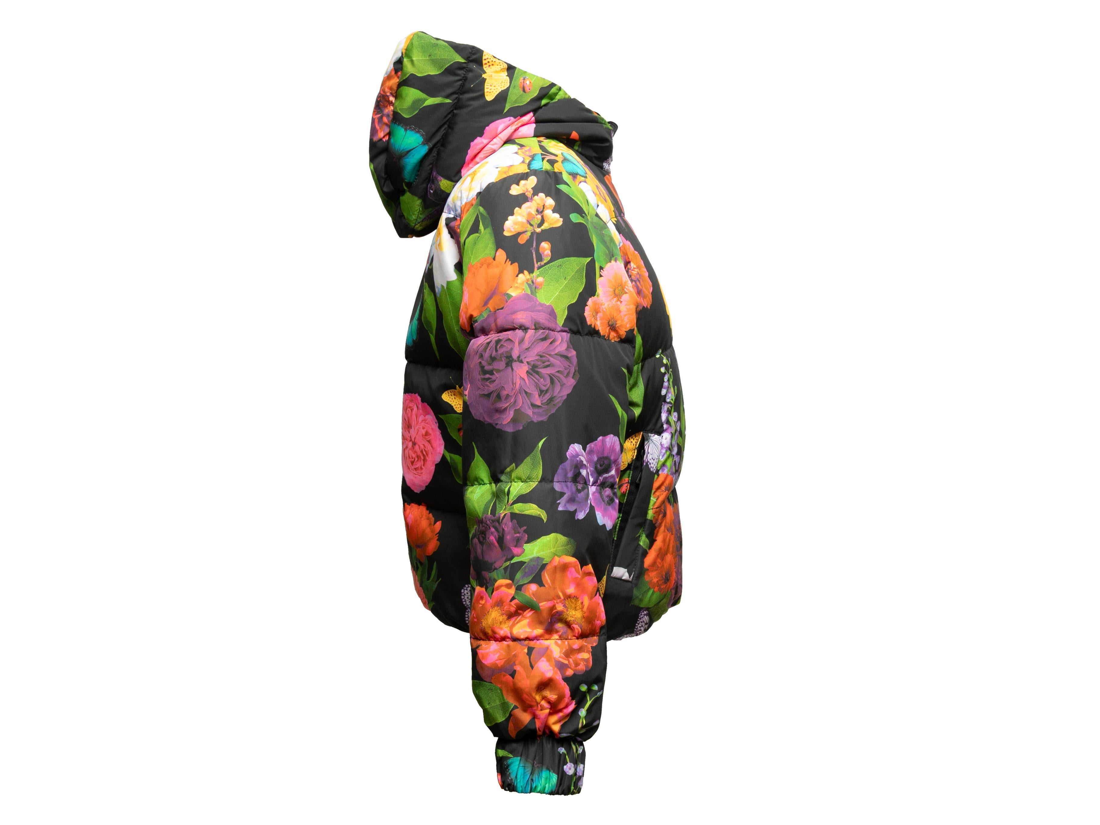 Multicolor Alice + Olivia Reversible Printed Hooded Puffer Jacket Size US S 3