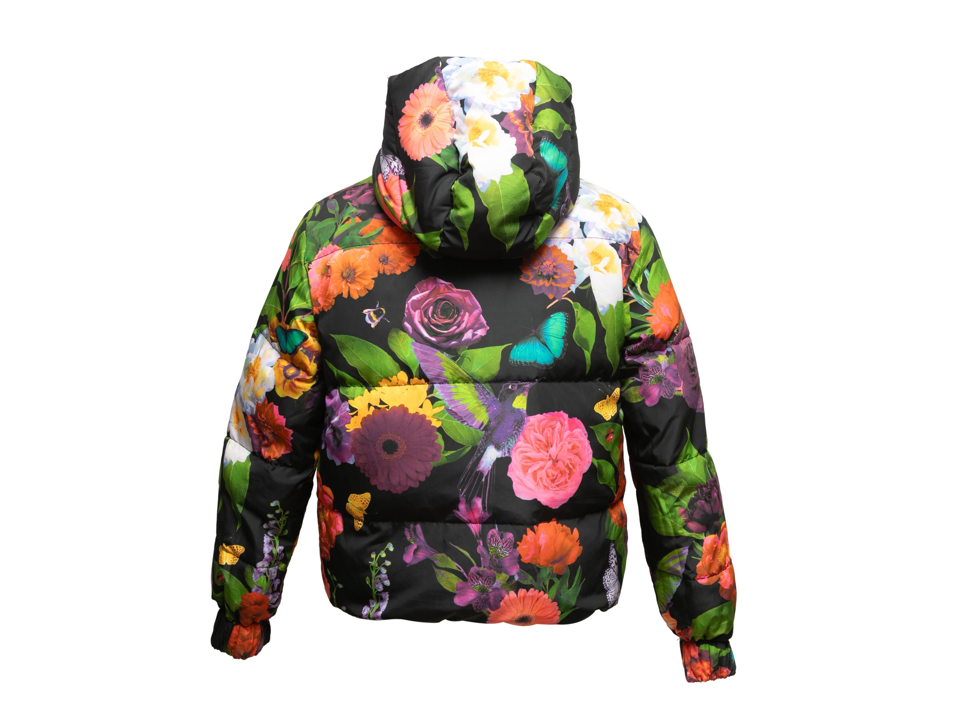 Multicolor Alice + Olivia Reversible Printed Hooded Puffer Jacket Size US S 4