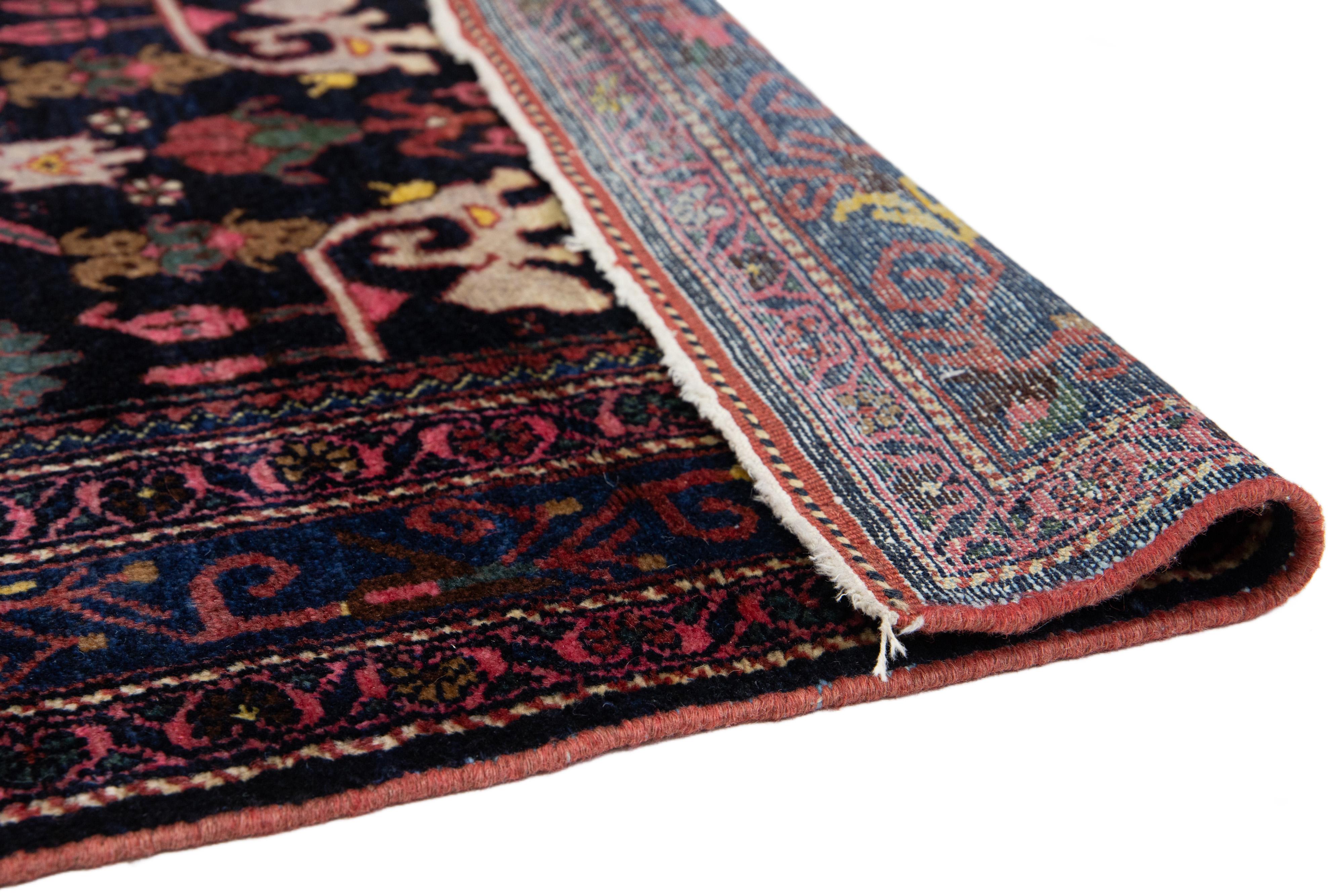 Persiano Runner in lana Malayer antico, multicolore, fatto a mano nel 1900 in vendita