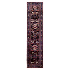 Runner in lana Malayer antico, multicolore, fatto a mano nel 1900