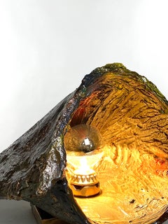 Lampe de bureau sculpturale en plâtre multicolore et or, XXIe siècle, Mattia Biagi